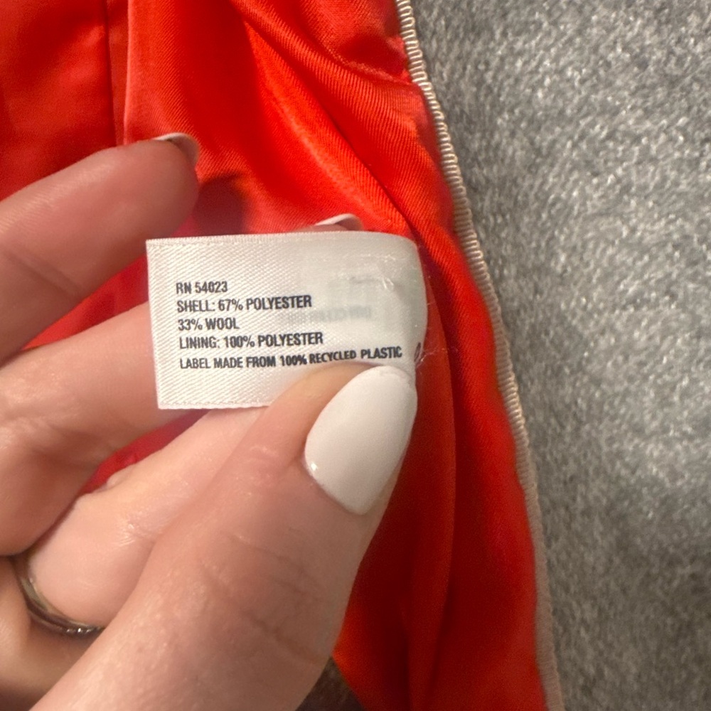 Gap Gray Wool-Blend Stand Collar Jacket With Red … - image 5